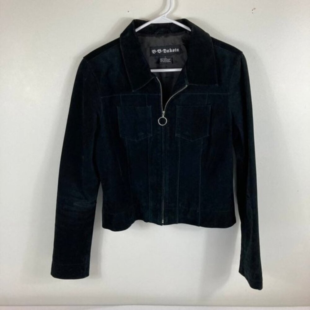 Womens‎ BB Dakota Suede Leather Moto Jacket Black L fits M